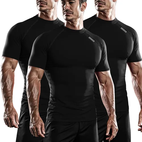 DRSKIN 4 o 3, 1 paquete de camisa de compresión para hombre, camiseta de manga corta, camiseta deportiva de capa base, para entrenamiento, correr,