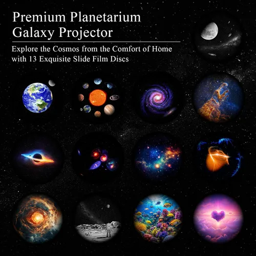 Miniatura 2 de Proyector Galaxy Pro para dormitorio, proyector de estrellas planetario 13 en 1, luz nocturna con temporizador y ruido blanco, control remoto, reloj