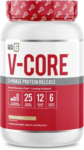 Proteína en polvo V-Core, proteína en polvo, keto, vainilla, proteína de suero de leche, alta proteína, proteína de caseína, 0.88 oz de proteína,