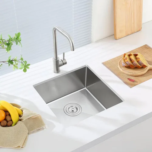 Miniatura 12 de ROVATE - Fregadero de barra o fregadero de cocina de 13 x 15 pulgadas, hecho a mano, de acero inoxidable T-304 de un solo tazón