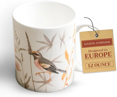 Miniatura 146 de Maison d' Hermine Taza de café con asas, tazas de porcelana fina de hueso, paquete de dos tazas de té para bebidas calientes, capuchino, latte, 015