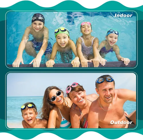 Miniatura 5 de Qeeenar 4 pares de gafas de natación para niños y adultos – Correa elástica de verano antivaho y fugas, gafas unisex de ajuste rápido con clips