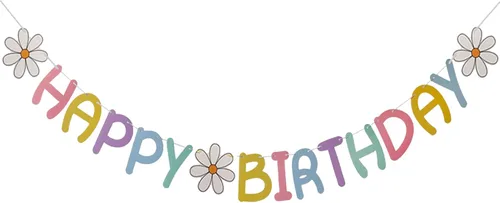 Miniatura 15 de Cartel de feliz cumpleaños con diseño de margarita para niños y adultos, decoración de fiesta de cumpleaños (azul + blanco)