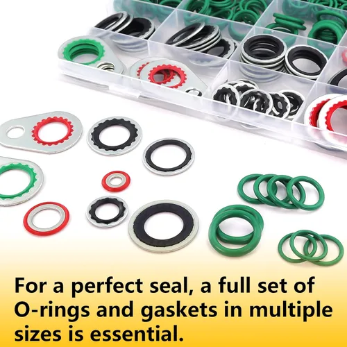 Miniatura 6 de Kit de 265 piezas de juntas tóricas y sellos de junta de CA para R134a – Kit de arandela de sellado de puerto de compresor de A/C duradero