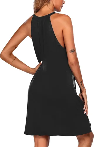 Miniatura 4 de Ekouaer - Camisón sin mangas para mujer, cuello en V, espalda cruzada también sirve como ropa para dormir