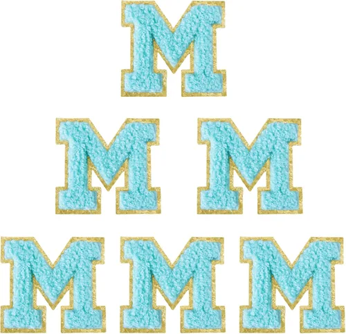 Miniatura 198 de 6 piezas de parches de letras de chenilla autoadhesivas, parches de letras preppy de 2 pulgadas para bolsos, ropa y sombreros, grandes pegatinas