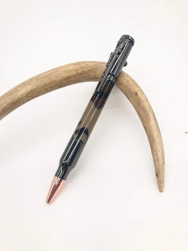 Miniatura 6 de (1 bolígrafo) 30 Calibre CROMO Bolt Action Pen Kit Completed Pen con brújula en acabado de madera lisa