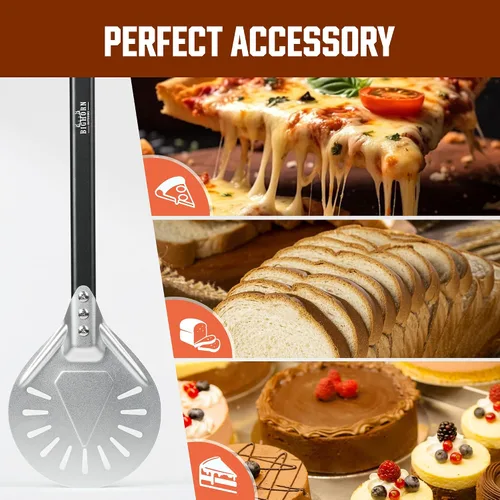 Miniatura 7 de BIG HORN OUTDOORS Pela de pizza – Pela de torneado de pizza de 7 pulgadas con aluminio anodizado antiadherente para torneado y horneado sin