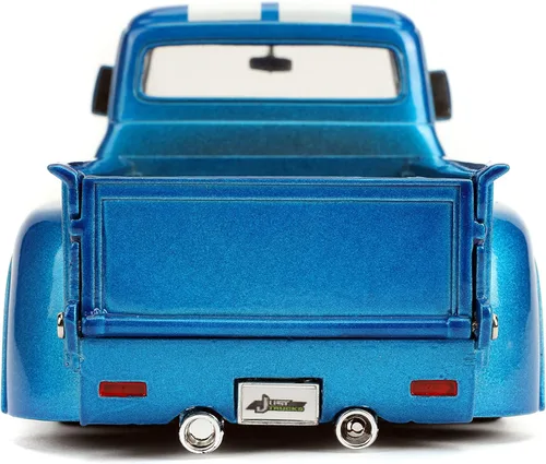 Miniatura 5 de Jada Just Trucks 1:24 1956 Ford F-100 - Coche fundido a presión con rayas azules y blancas con estante para neumáticos, juguetes para niños y adultos