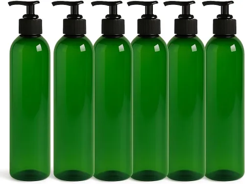 Miniatura 37 de Royal Massage Botella con bomba tipo bala de 8 onzas, aceite de masaje, loción, jabón, dispensador de champú, PET sin BPA con bomba de bloqueo Verde