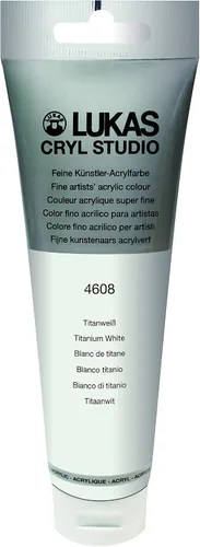 Lukas CRYL Studio Artist - Pintura acrílica para artista, blanco titanio, tubo de 125 ml - Pinturas acrílicas de alto pigmento para pintar en