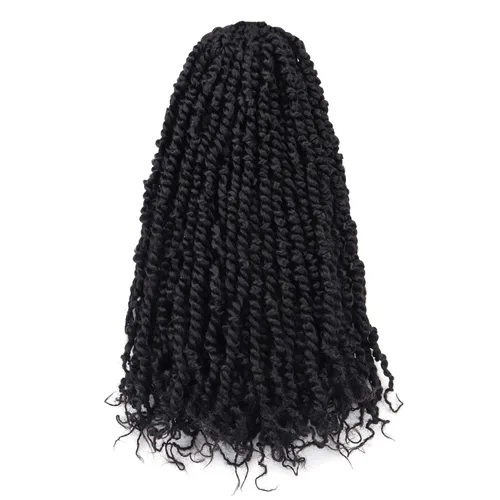 Miniatura 5 de TOYOTRESS Tiana Passion Twist Hair - Cabello Passion Twist de 16 pulgadas, trenzas pretrenzadas de ganchillo negro natural, extensiones de cabello 1b