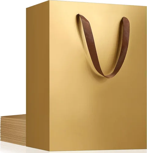 Miniatura 22 de EUSOAR Bolsas de compras y mercancías, tamaño mediano, 25 piezas de 7.8 x 3.9 x 11 pulgadas, bolsas de regalo reciclables de papel kraft marrón