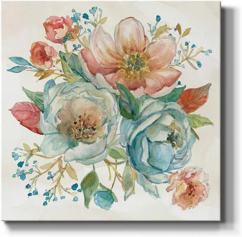 Miniatura 22 de WEXFORD HOME Cuadro Premium en Lienzo con Envoltura de Galería Floral Multicolor para Pared, Arte Abstracto Floral Romántico Moderno, Impresión