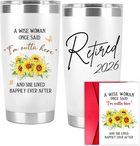 Regalo de jubilación para mujer – Jubilada 2026 A Wise Woman Once Said Acero inoxidable 20 onzas – Divertidos regalos de jubilación para compañeros