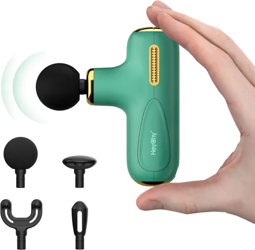 Miniatura 10 de HEYCHY Súper mini pistola de masaje de tejido profundo, masajeador muscular de percusión de tamaño bolsillo con 4 cabezas para hombres, mujeres