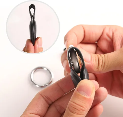 Miniatura 3 de Llavero de Cuero Genuino Compatible con Airtag, Soporte Seguro para Llavero de Air Tag, Funda de Cubierta de Anillo de Llavero de Accesorios - Negro