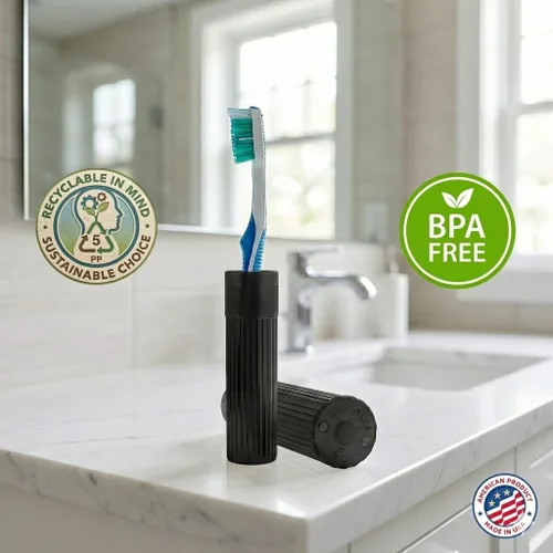 Miniatura 4 de American Comb Soporte para Cepillos de Dientes - Negro, Fabricado en EE.UU., con Orificios de Ventilación, para Fundas de Cepillos de Dientes