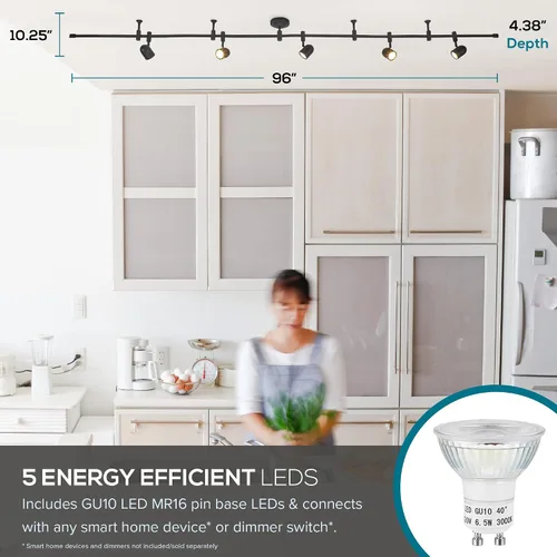 Miniatura 6 de Catalina Lighting Lámpara de Techo con Riel de 96", Bronce Frotado con Aceite, Riel Flexible LED Transicional de 5 Luces, Bombilla Incluida