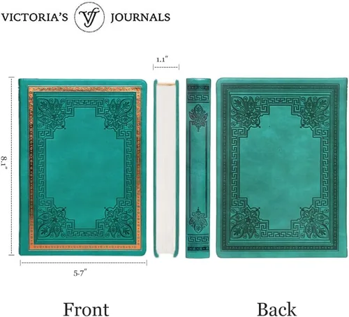 Miniatura 2 de VICTORIA'S JOURNALS Cuaderno con forro de cuero sintético y tapa dura, cuaderno de viaje con diseño vintage de aspecto antiguo, tamaño A5, 5.7 x 8.1