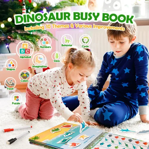 Miniatura 3 de MDINGTD Juguetes de dinosaurio para niños de 3 a 5 años, mi libro ocupado preescolar, juguetes Montessori para niños de 3, 4, 5, 6, 7 años, niños