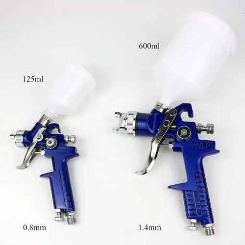 Miniatura 7 de Juego de Pistola de Pulverización por Gravedad de Aire HVLP, Pistola de Pintura de 2 Pulverizadores, 0.8mm 150ml y 1.4mm 600ml Alimentación por