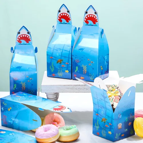 Miniatura 3 de Frienda - 50 bolsas de regalo de fiesta de tiburón, bolsas de regalo para fiesta temática de tiburón, baby shower, cumpleaños, animales oceánicos
