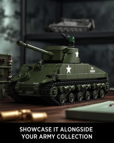 Miniatura 5 de Nifeliz Sherman - Juego de construcción de tanques militares para adultos, juguete coleccionable de modelo militar de la Segunda Guerra Mundial
