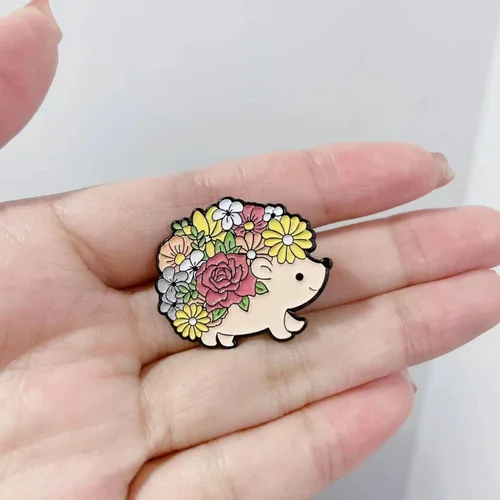 Miniatura 5 de Lindo pin de solapa de erizo colorido, margarita, flores, dibujos animados, animales, esmaltado, insignia, para mochila, paños, sombreros, bolsas