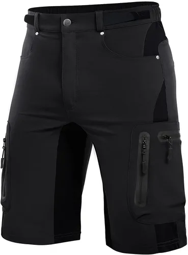 Cycorld Pantalones cortos de senderismo tipo cargo para hombre ligeros elásticos cintura elástica de secado rápido con bolsillos con cremallera