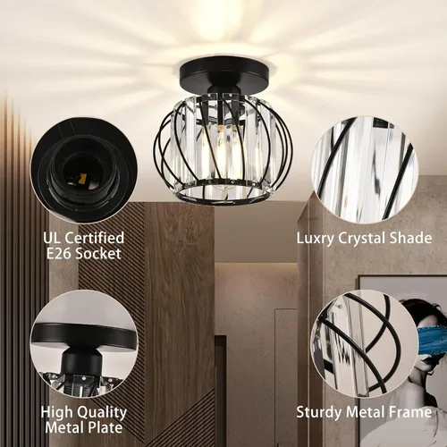 Miniatura 3 de Lámpara de Techo de Cristal - Araña de Cristal Negro para Cocina, Pasillo, Entrada, Balcón, Comedor, Sala de Estar, Bar, Casa de Campo