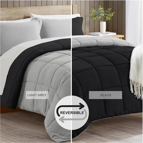 Miniatura 4 de satisomnia Juego de Edredón California King, Ropa de Cama Negra Edredones Cal King, Edredón de Cama Alternativo de Plumón de 3 Piezas Juego de Cama