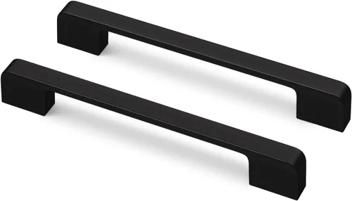 Miniatura 28 de Paquete de 5 tiradores para gabinete de 3–3/4 pulgadas, color negro mate, manijas negras para cajones, manijas para alacena de cocina, herrajes