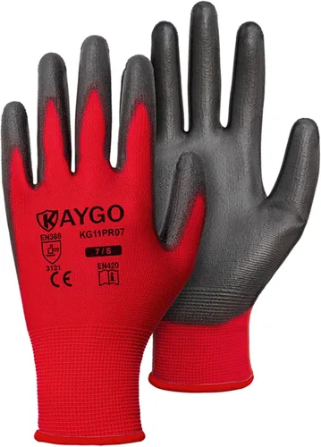 Miniatura 16 de KAYGO KG11PB - Guantes de seguridad con revestimiento delgado de poliuretano, tejido sin costuras, agarre suave en palma y dedos, para trabajo Verde