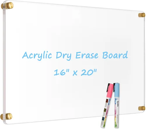 Miniatura 12 de Pizarra Blanca Acrílica para Pared, Pizarra Blanca Semanal Transparente de 12" x 12", Pizarra Blanca de Planificación Semanal Pequeña para Pared