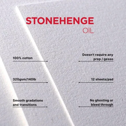 Miniatura 3 de Stonehenge Aceite 11.29 oz 9x12 Almohadilla Blanca, 12 Hojas