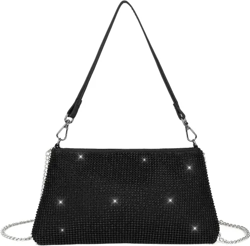 Valleycomfy Bolso de Mano de Brillo para Noche para Mujeres Dama Niña Novia Bolso de Diamantes de Imitación para Baile de Graduación Cóctel Fiesta