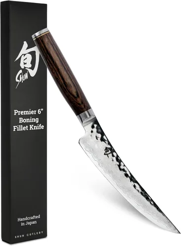 Shun Cutlery Premier - Cuchillo para deshuesar y filetear de 6 pulgadas, se desliza fácilmente a través de la carne y el pescado, auténtico, hecho a