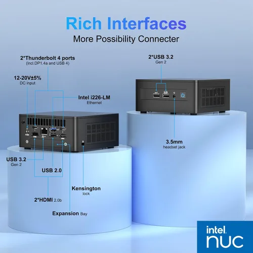 Miniatura 5 de Intel NUC 13 Pro, NUC13ANHi3 Mini PC versátil de 8 GB de RAM y 512 GB SSD con procesador Core i3-1315U