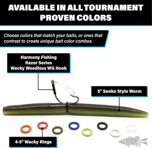 Miniatura 2 de (100pk) – O-Rings for Wacky Rigging Senkos/Worms/Soft Stickbaits – Bait Saver Orings for Senko Worm – Save Your Baits from Tearing While Wacky Neko