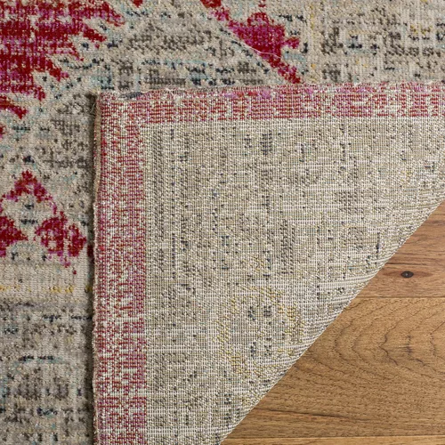 Miniatura 6 de SAFAVIEH Alfombra lavable para exteriores, colección Montage - Alfombra de pasillo de 2 pies 3 pulgadas x 8 pies, rosa y gris, no desprende pelusa