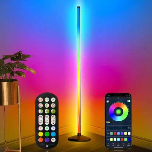 LanAqua Lámpara de Pie de Esquina, Lámpara de Esquina LED RGB Inteligente, Lámpara de Pie LED que Cambia 16 Millones de Colores con Aplicación y