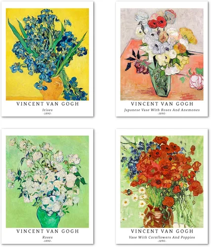 Miniatura 10 de Berkin Arts Juego de 4 impresiones artísticas sin marco, arte giclée, arte de flores de 8 x 10 pulgadas, decoración del hogar, plantas botánicas
