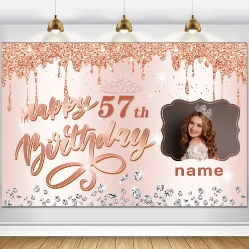 Miniatura 50 de Cartel decorativo personalizable de oro rosa con nombre y foto MGJB-NLK-50