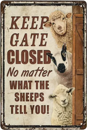 Miniatura 3 de Letrero de metal con texto en inglés "Keep Gate Closed" de Alpaca Farm Keep Gate Closed, divertido letrero de precaución de metal para valla de A2