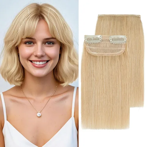 Miniatura 23 de S-noilite Extensiones de cabello corto con broches, 100% cabello humano real, 2 clips, extensiones con clip para mujeres con cabello delgado, añade