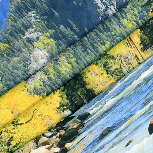 Miniatura 3 de YISURE Tapiz de naturaleza con montañas y bosque, paisaje escénico de árbol de pino verde y cascada, colgante de pared para decoración