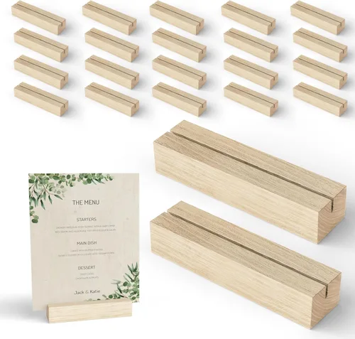 Tidita 20 tarjeteros de madera de roble, soporte de madera acrílica para decoración de mesa, soportes de exhibición de imágenes, centros de mesa,