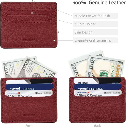 Miniatura 3 de Grande -3633 Estuches para tarjetas, Borgoña, Minimalista