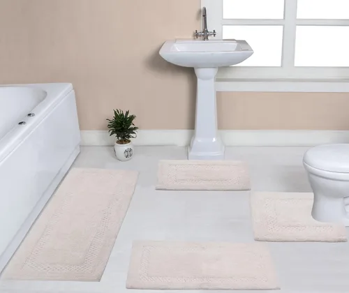 Miniatura 17 de Home Weavers Classy - Juego de alfombras de baño 100 % algodón, decoración de baño, lavable, extrasuave y absorbente, tapete de cocina, juego de Aqua